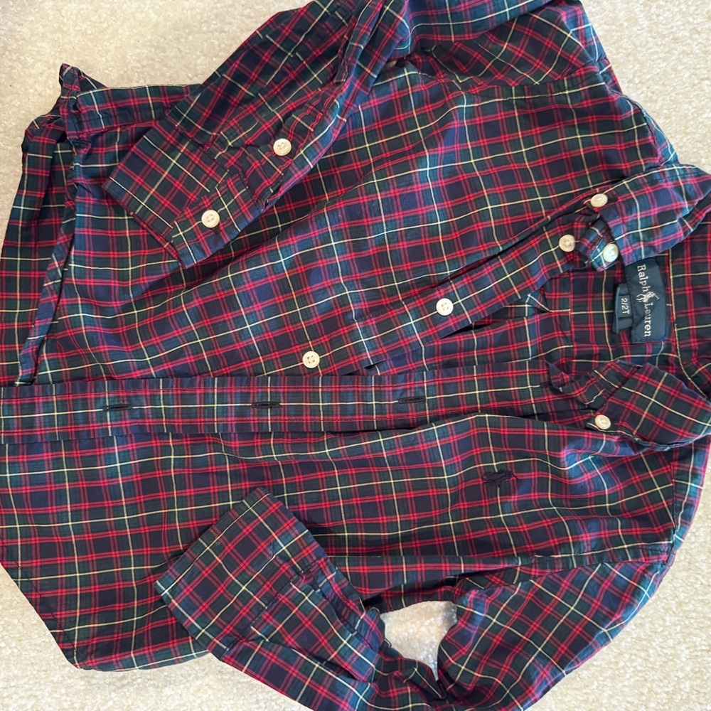 Ralph Lauren Men's Plaid Shirt in Red and Green